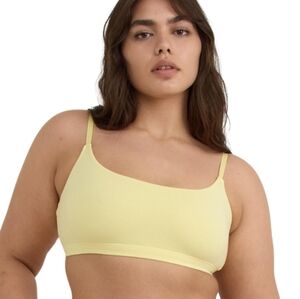NWT Organic Basics Flex Scoop Neck Cotton Bralette Yellow Lemon Butter - Size L